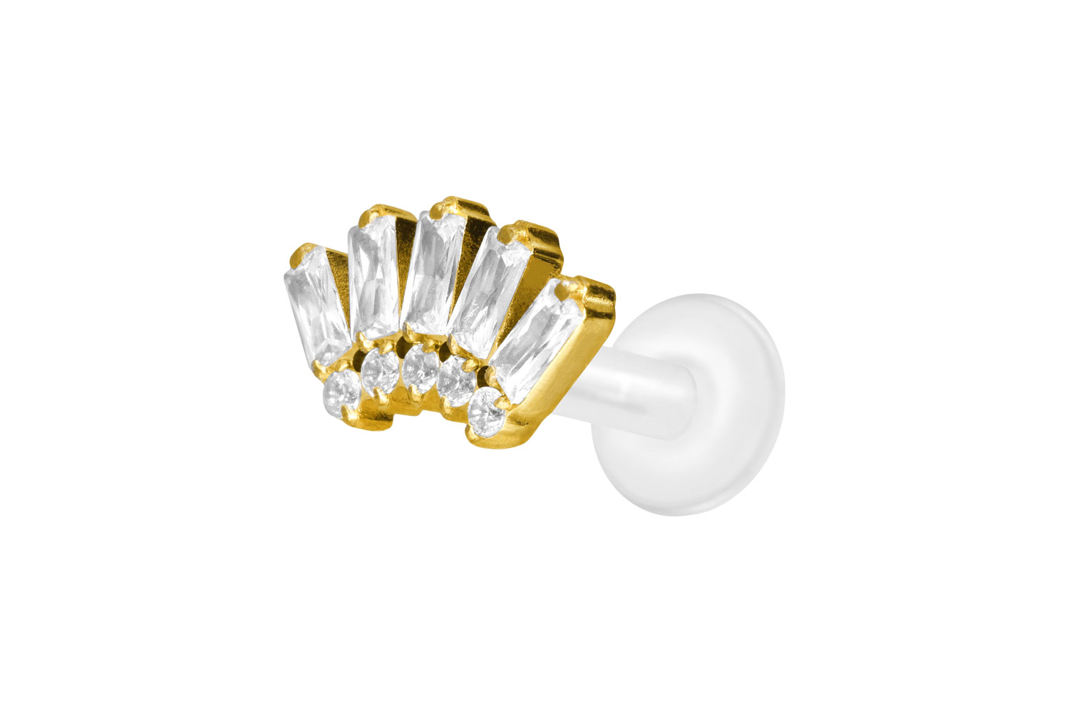 PTFE Labret Piercing mit Innengewinde + Titan-Aufsatz 10 EINGEFASSTE KRISTALLE